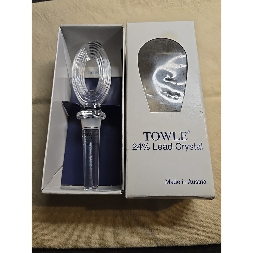 TOWLE 24% Lead Crystal Oval‎ Stopper Wine Liquor Glass Cork Austria